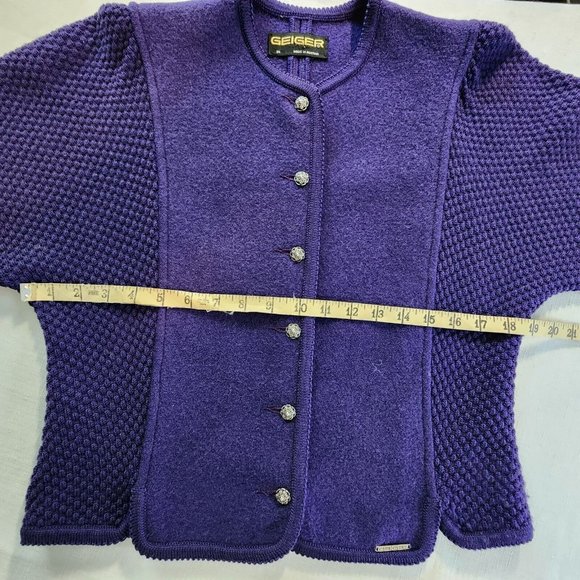 Geiger Wool Cropped Women's Blazer Jacket EU 34 USA Small Vintage Purple Button - Picture 6 of 10